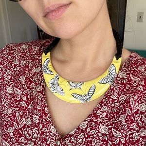 Vintage Royal Worcester Porcelain Butterfly Necklace